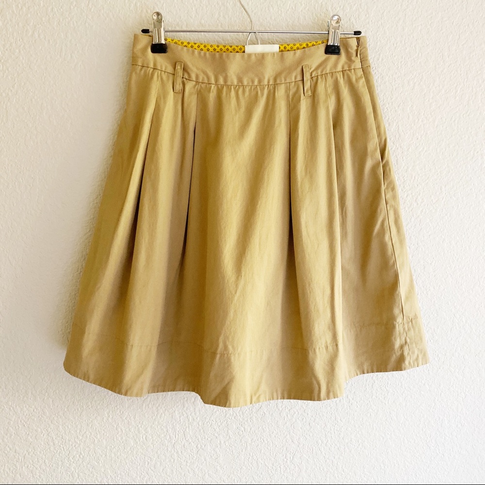 Anthropologie Odille khaki pleated skirt size 4